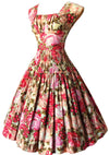 Vintage 1950s Berries and Flowers Cotton Dress- New!