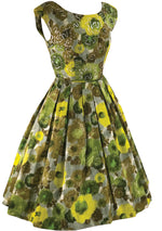 Vintage 1950s Green Floral Cotton Dress - New!