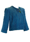 Vintage 1940s Quilted Blue Silk Velvet Jacket- New!