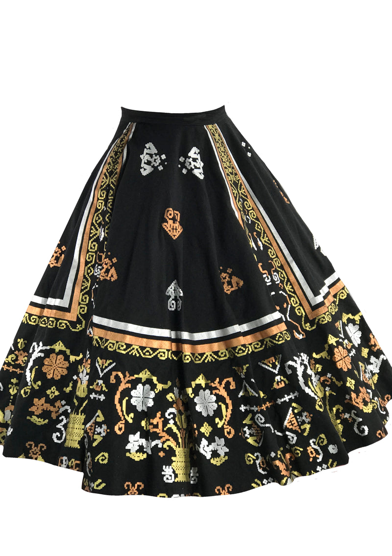 Vintage 1950s Maya de Mexico Hand Painted Skirt- New!
