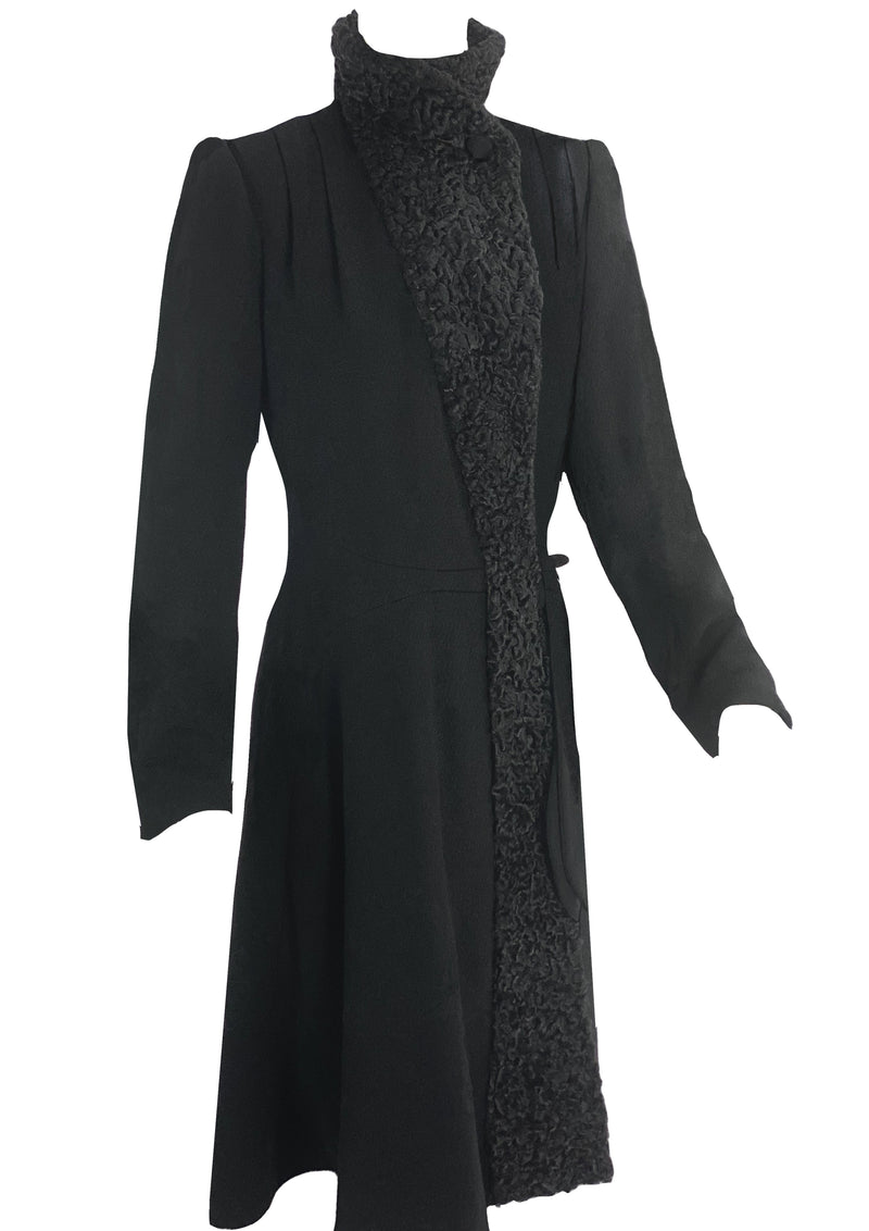 Quality Vintage 1930s Black Wool Coat- New!