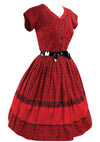 Original 1950s Red and Black Floral Cotton Day Dress - New!