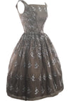 1950s Chocolate Embroidered Organza Party Dress  - New!
