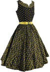 1950s Australian Designer Black & Gold Polka Dot Dress- New!
