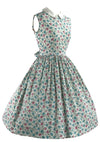 Vintage 1950s Pink and Blue Roses Floral Cotton Dress - New! (ON HOLD)
