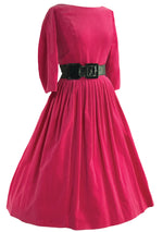 Vintage Early 1960s Cerise Velvet Dress- New!