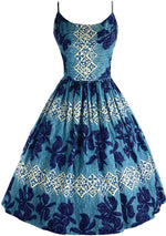 Late 1950s Early 1960s Blue Hawaiian Print Dress- New!