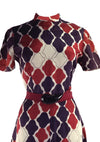 Vintage 1960 Red, White & Blue Geometric Mod Dress- New!