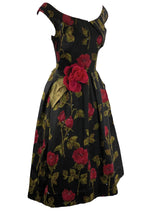 Vintage 1950s Designer Raoul Couture Red Roses Dress- New!