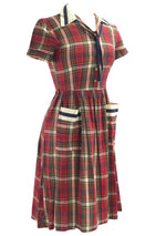 Early 1940s Plaid Cotton Sailor Dress- New!