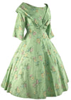1950s Pistachio Green Cotton Floral Dress- New! (RESERVED)