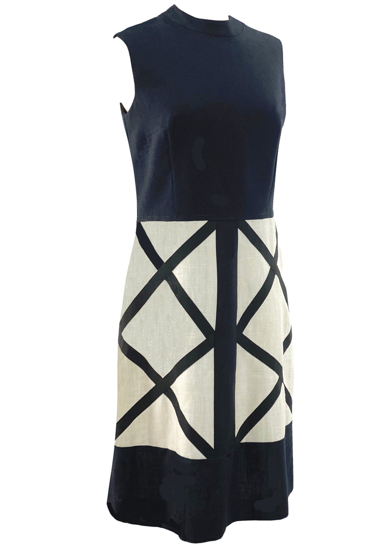 Vintage 1960s Designer Louis Feraud Linen Space Age Dress- New!