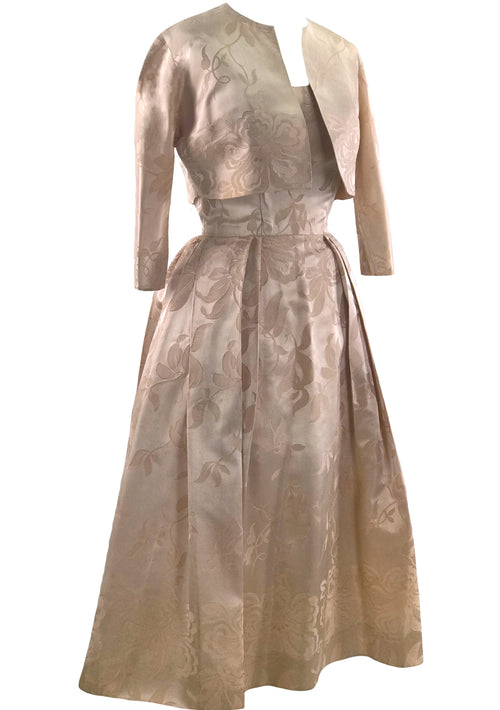 Vintage Early 1950s Pink Satin Brocade Dress- New!