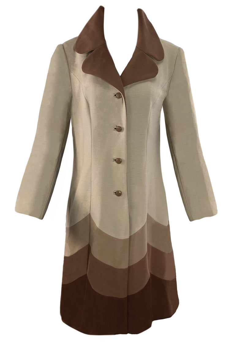 Vintage 1960s Cream and Brown Lilli Ann Coat - New!