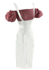 Late 1950s to Early 1960s Red & White Wiggle Dress - NEW!