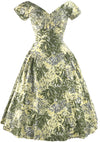 Elegant 1950s Leaf Print Cotton Dress - New! (On hold)