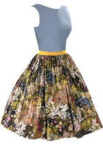 Late 1950s Early 1960s Floral Cotton Designer Dress - New!