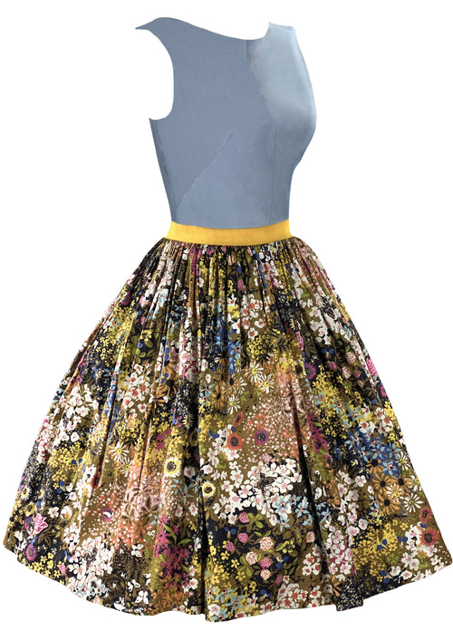Late 1950s Early 1960s Floral Cotton Designer Dress - New!