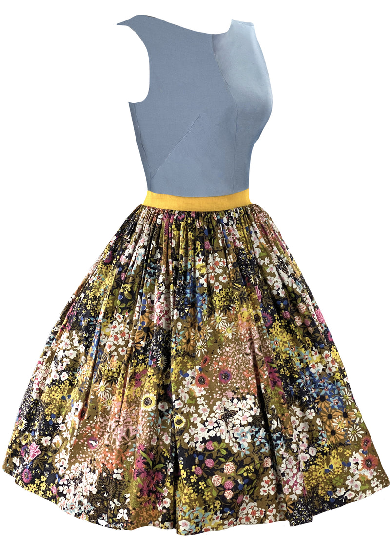 Late 1950s Early 1960s Floral Cotton Designer Dress - New!