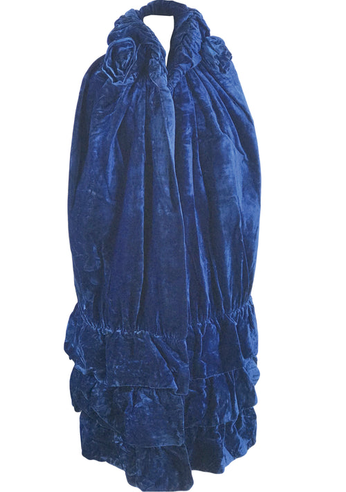 Vintage 1920s Sapphire Blue Velvet Cape - New!