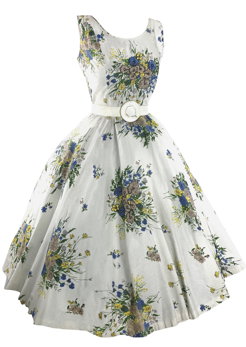 Vintage 1950s 3D Trapunto Floral Bouquet Dress- New!
