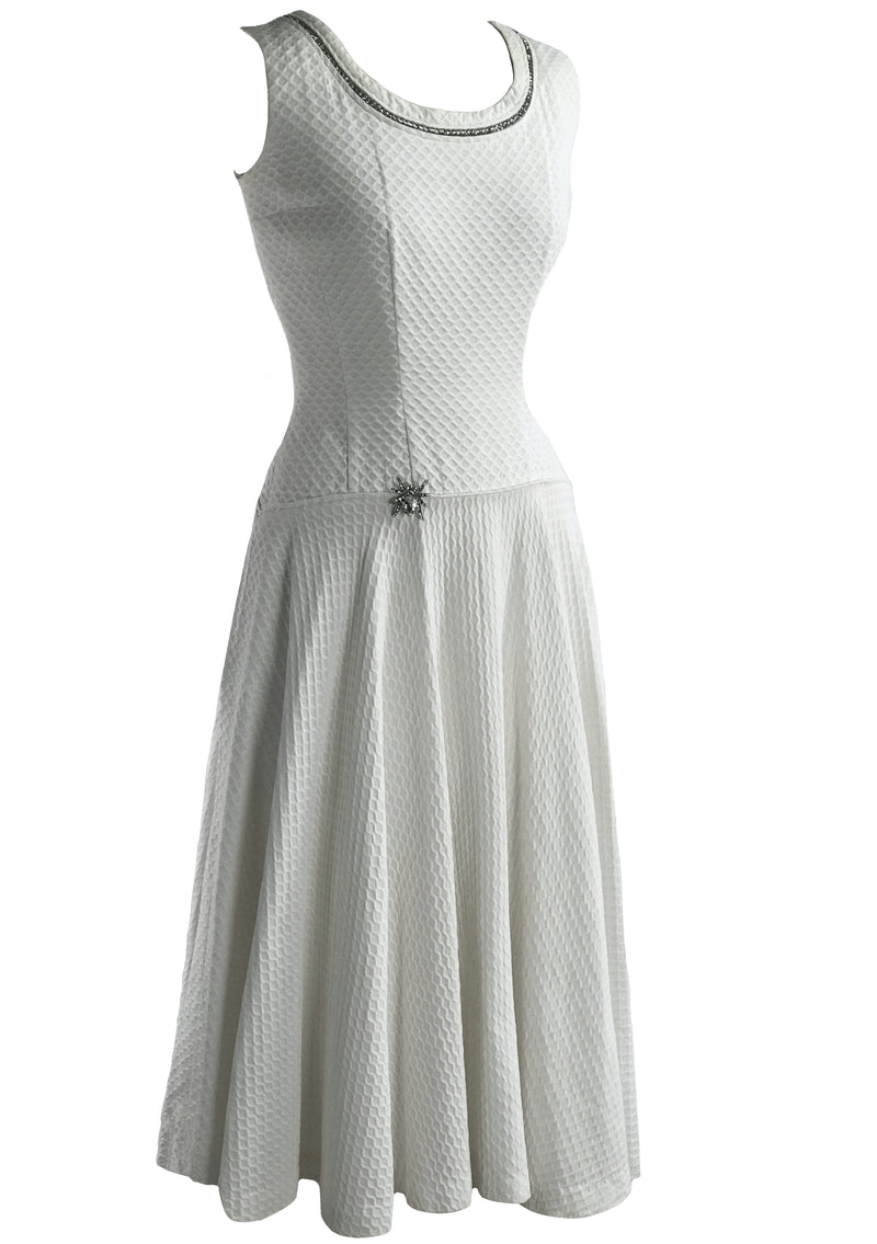 1950s White Waffle Wave Cotton Lilli Ann Dress- New!