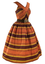 Glorious 1950s Tribal Print Cotton Dress - New!