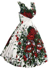 Late 1950s Spectacular Red Floral Print Designer Dress- New!