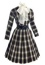 Late 1950s to Early 1960s Brown Plaid Cotton Dress- New!