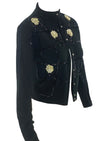 Vintage 1950s Black Cardigan with Cream Sequins- New! ON HOLD
