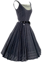 1950's Black Eyelet Embroidered Lace Cotton Dress- New!