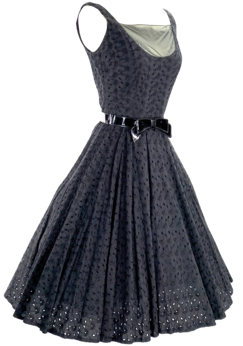 1950's Black Eyelet Embroidered Lace Cotton Dress- New!