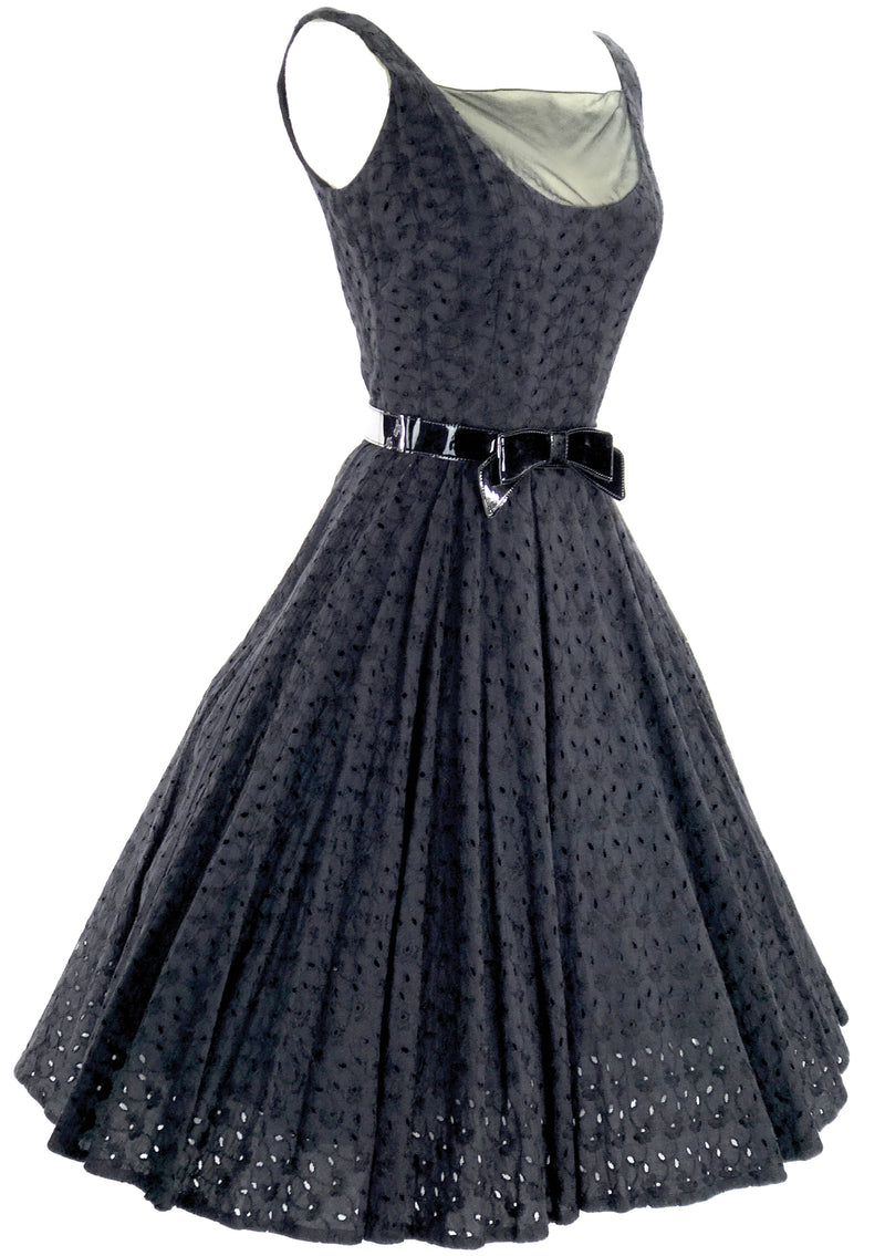 1950's Black Eyelet Embroidered Lace Cotton Dress- New!