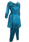 1950s Rose blue Brocade Hostess Pyjama Set- New!