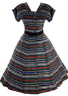 Striking 1950s Rainbow Striped Taffeta New Look Dress- New!