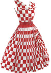 Vintage 1950s Red & White Checkerboard Print Dress- New!