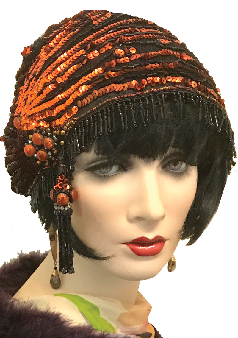 Rare 1920s Bronze Evening Cloche Headpiece - New!