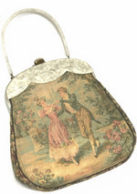 Original 1950s Scenic Tapestry Handbag with Lucite Frame- New!