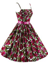 Early 1960s Plum Novelty Print Cotton Sundress - NEW!