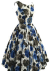 Vintage 1950s Muted Blue Roses Cotton Dress - New!