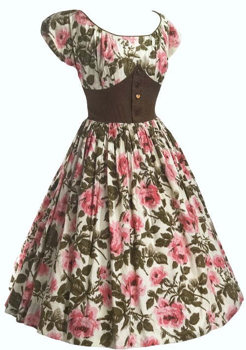 1950s California Cottons Rose Print Dress- New! (RESERVED)