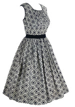 Lovely  Late 1950s B&W Eyelet Cotton Dress- New!