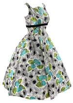 Late 1950s Plum Novelty Print Cotton Day Dress - NEW!