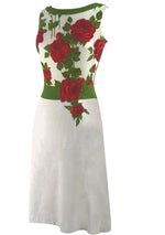 Vintage 1960s White Linen Dress with Red Roses- New! (RESERVED)