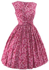 Vintage 1950s Pink Swirl Cotton Gay Gibson Dress- New!