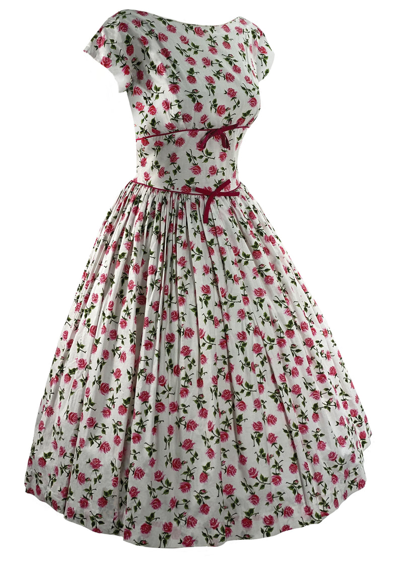 Vintage 1950s Pink Roses Cotton Dress- New!