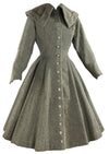 Dramatic 1950s Grey Flecked Wool Princess Coat- NEW!