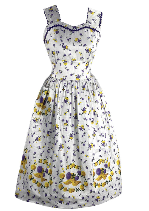 Late 1950s Garden Theme Novelty Print Dress- New!
