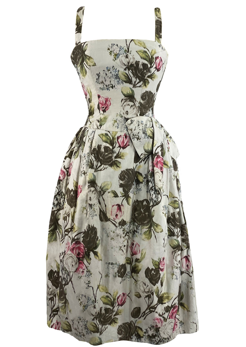 1950s Frank Usher Designer Draped Rose Bouquet Dress- New!