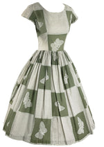 1950s English Designer Alice Edwards Novelty Print Dress- New!